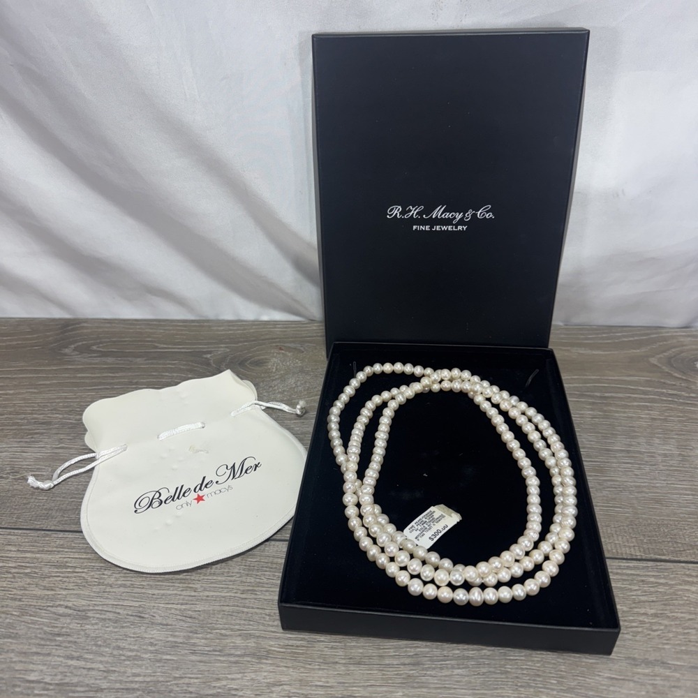 Belle De Mer Cultured Fresh Water Pearl Necklace 54" 7-8 mm
